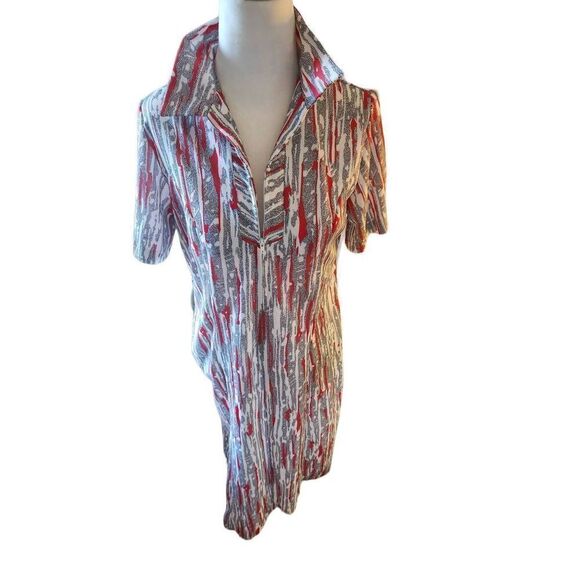 Vintage 60s Day Dress Muumuu Kaftan Red - Picture 1 of 6